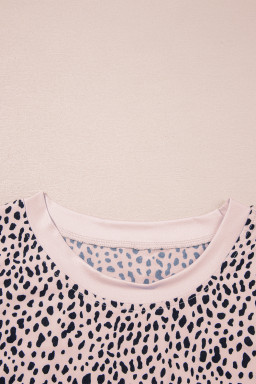 Apricot Allover Leopard Print Round Neck Tank Top