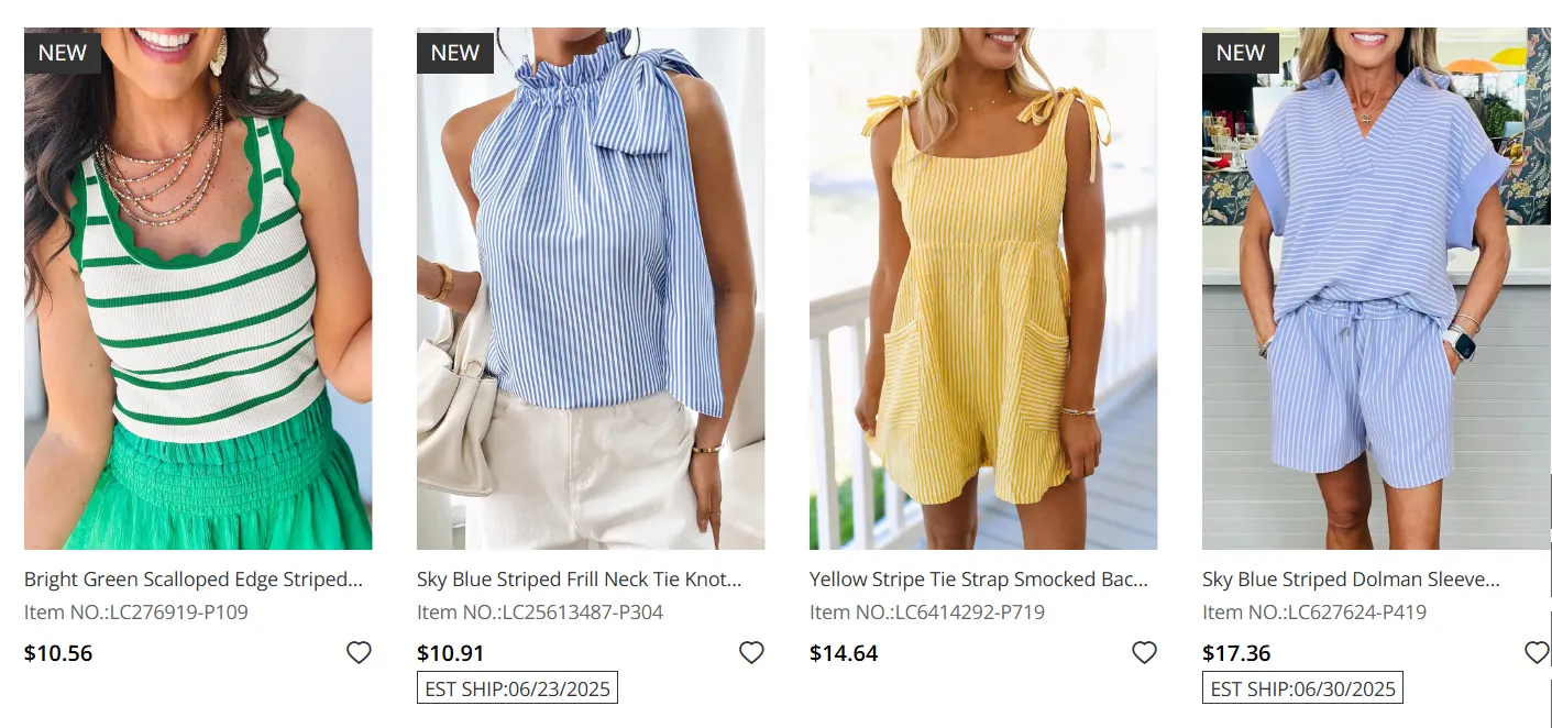 Wholesale colorful Striped Clothing