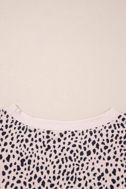Apricot Allover Leopard Print Round Neck Tank Top
