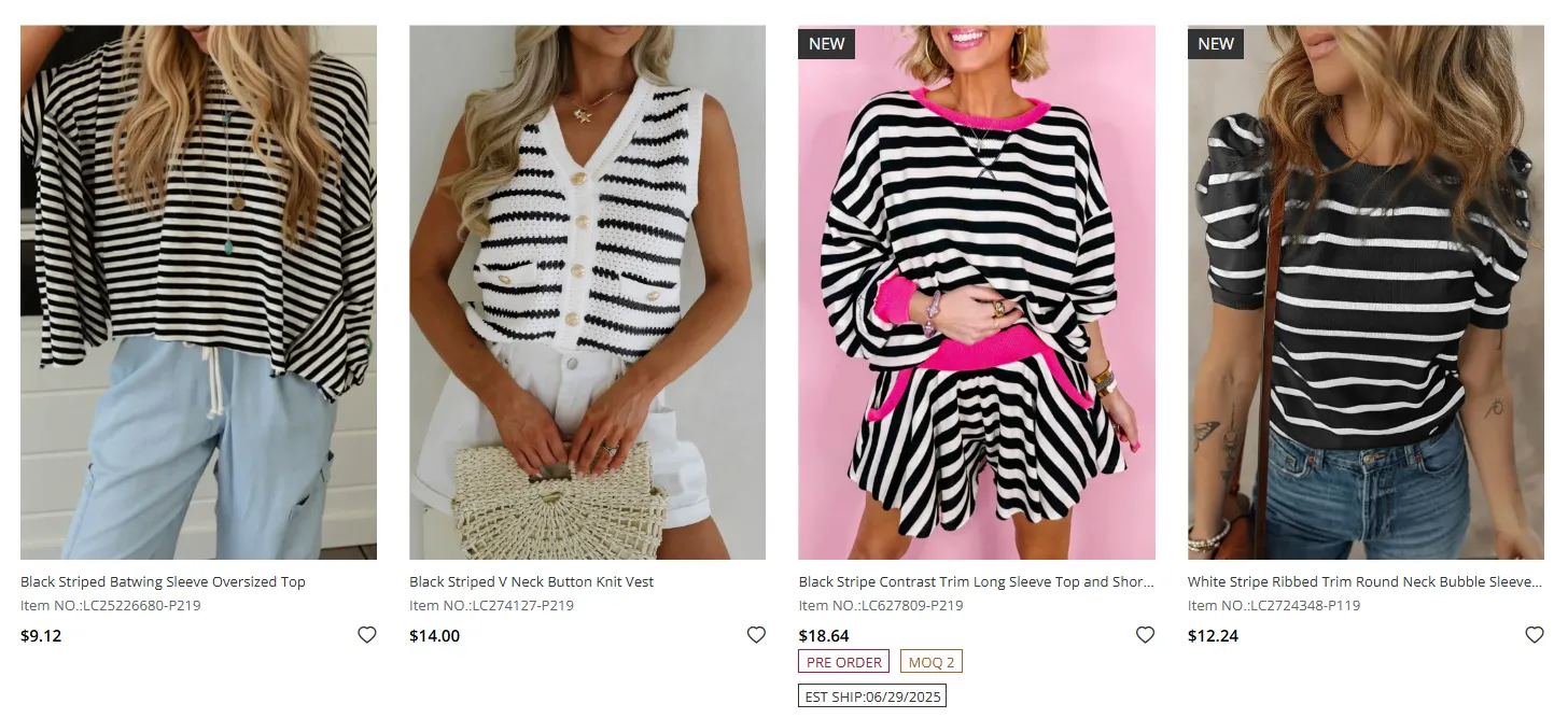 Wholesale Classic Striped Clothing