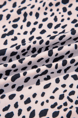 Apricot Allover Leopard Print Round Neck Tank Top