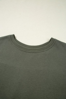 Moss Green Vintage Plaid Patchwork Drop Shoulder Sweatshirt