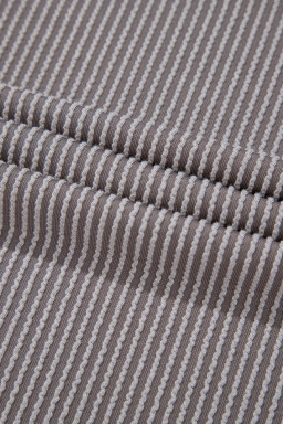 Gray Twisted Ribbed Textured Plain T Shirt