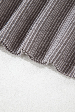 Gray Twisted Ribbed Textured Plain T Shirt