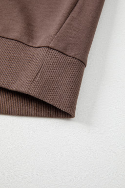 Dark Khaki Colorblock Drop Shoulder Pullover Casual Sweatshirt