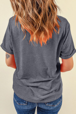Gray GAMEDAY Letter Heat Transfer Printing Crewneck T Shirt