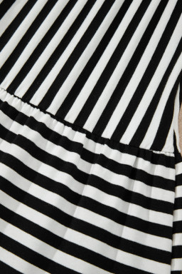 Black Stripe U Neck Sleeveless Loose Fit Mini Dress