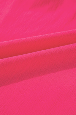 Strawberry Pink Floral Embroidered Flutter Sleeve Pleated Plus Size Blouse