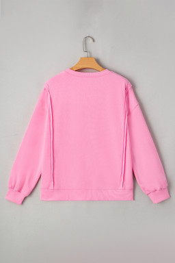 Bonbon Lace Bow Embroidered Exposed Seam Sweatshirt