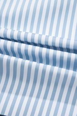 Sky Blue Striped Smocked Long Sleeve Quarter Button Shirt