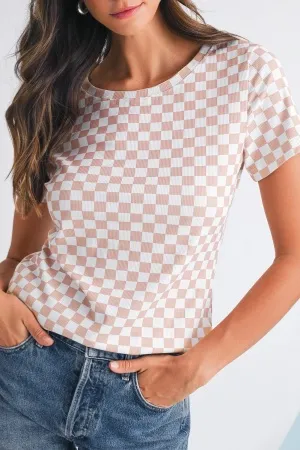 wholesale Checkered Crew Neck T-Shirts