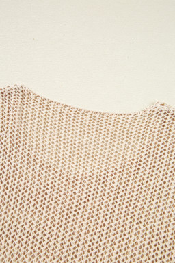 Smoke Gray Crochet Hollow-out Knit Sweater