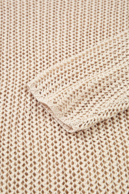 Smoke Gray Crochet Hollow-out Knit Sweater