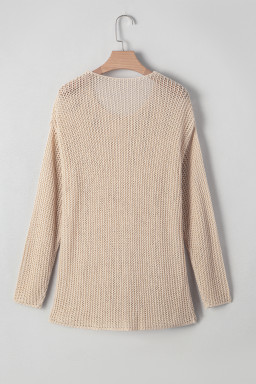 Smoke Gray Crochet Hollow-out Knit Sweater