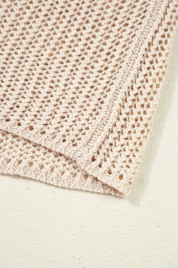 Smoke Gray Crochet Hollow-out Knit Sweater