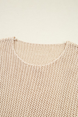 Smoke Gray Crochet Hollow-out Knit Sweater