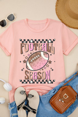 Pink FOOTBALL SEASON Heat Transfer Printing Graphic Game Day T Shirt