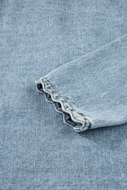 Myosotis Scallop Trim Collar Pocket Button Up Denim Jacket