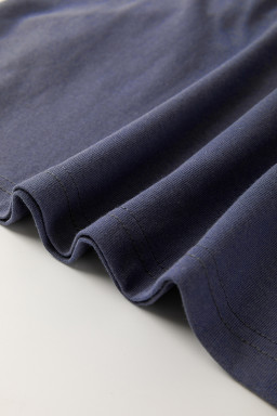 Dark Blue Leopard Colorblock Patchwork Drop Shoulder Top