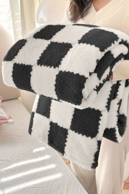 Black Checkered Fluffy Coral Fleece Blanket