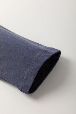 Dark Blue Leopard Colorblock Patchwork Drop Shoulder Top