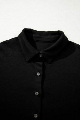 Black Shirred Hem Crop Tank Top Loose Shorts Cardigan 3 Piece Pajama Set