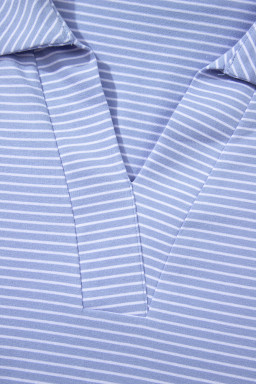 Sky Blue Striped Dolman Sleeve Pullover and Drawstring Shorts Set