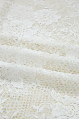 White Mock Neck Floral Lace Mesh Long Sleeve Top