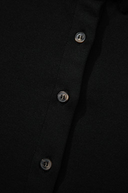 Black Shirred Hem Crop Tank Top Loose Shorts Cardigan 3 Piece Pajama Set