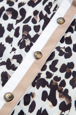 Multicolour Leopard Print Patchwork Collar Flowy Mini Dress