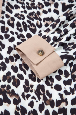 Multicolour Leopard Print Patchwork Collar Flowy Mini Dress