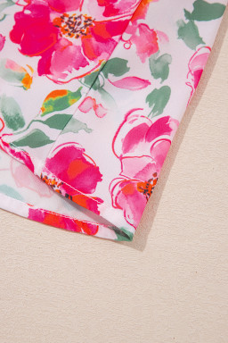 Pink Allover Floral Print Boxy Fit V Neck Blouse