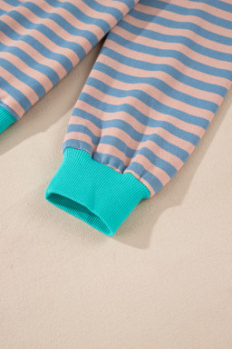 Racing Red Striped Contrast Trim Drop Shoulder Sweatshirt