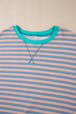 Racing Red Striped Contrast Trim Drop Shoulder Sweatshirt