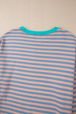 Racing Red Striped Contrast Trim Drop Shoulder Sweatshirt