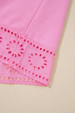 Bonbon Embroidered Flower Patchwork Snap Buttons Pullover Sweatshirt
