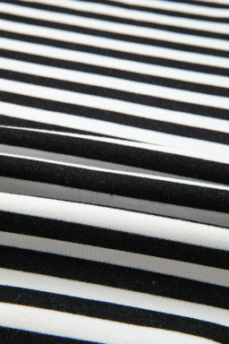 White Striped Contrast Trim Drop Shoulder Sweatshirt