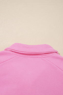 Bonbon Embroidered Flower Patchwork Snap Buttons Pullover Sweatshirt