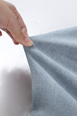 Sky Blue Mid Rise Asymmetrical Waist Wide Leg Jeans