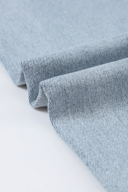 Sky Blue Mid Rise Asymmetrical Waist Wide Leg Jeans