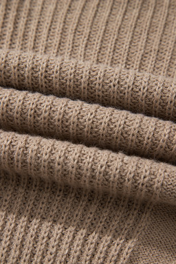 Smoke Gray Textured Knit Mock Neck Short Sleeve Sweater