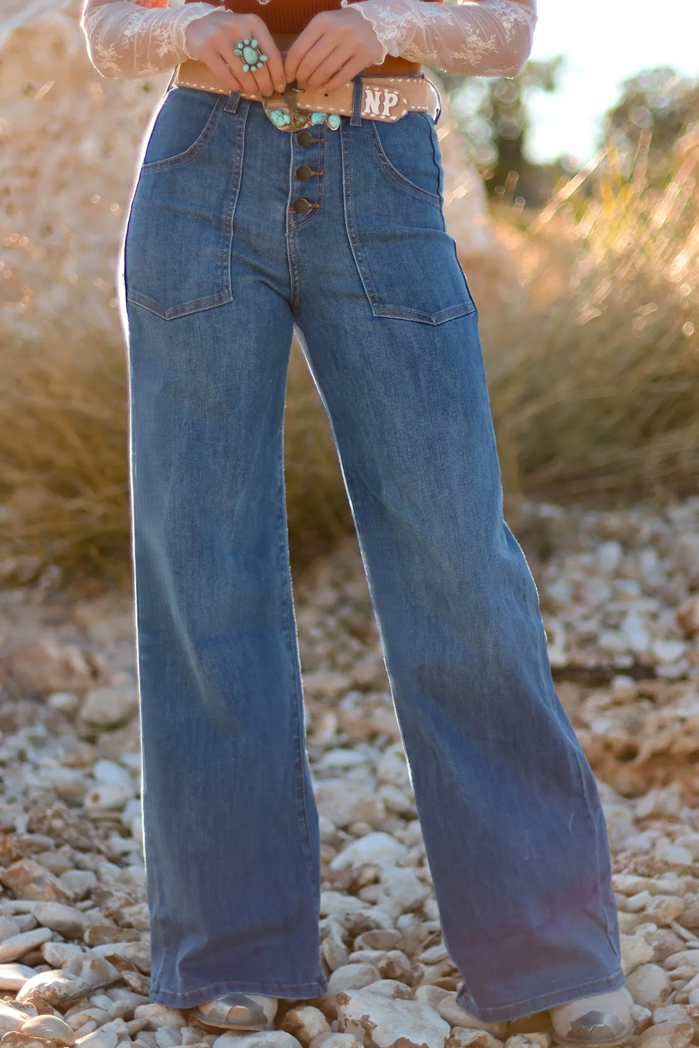 $18.82 Ashleigh Blue Multi-Button High Waist Wide Leg Jeans Wholesale ...