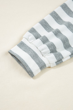 Beige Striped Patchwork Two-in-one Long Sleeve Top