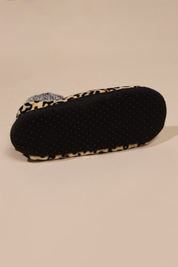 Beige Leopard Print Anti Skid Warm Slipper Socks