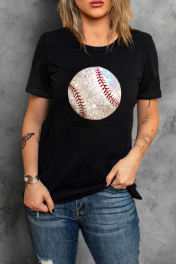 Black Heat Transfer Baseball Heat Transfer Printing Cotton Blend T Shirt