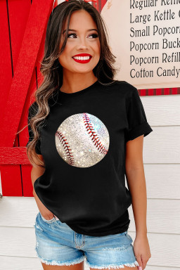 Black Heat Transfer Baseball Heat Transfer Printing Cotton Blend T Shirt