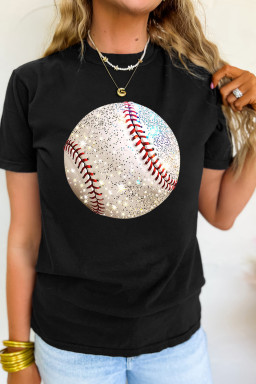 Black Heat Transfer Baseball Heat Transfer Printing Cotton Blend T Shirt