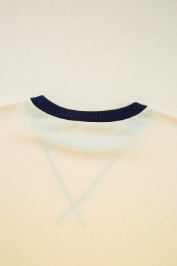 Beige Striped Patchwork Two-in-one Long Sleeve Top