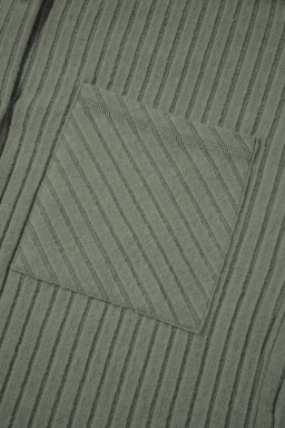 Mist Green Thermal Ribbed Texture Drop Shoulder Button Up Shirt