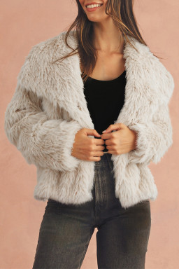 Jet Stream Solid Long Sleeve Thick Fuax Fur Coat